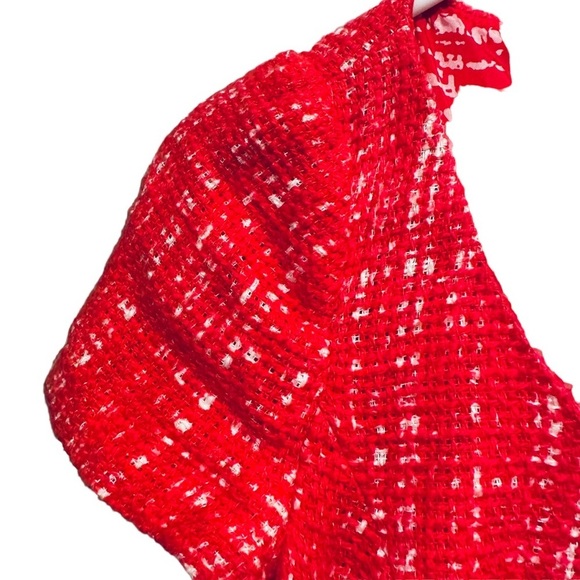 PRADA Tweed Jackie Red Dress Knee Length size 40 Short Sleeve - Picture 11 of 14